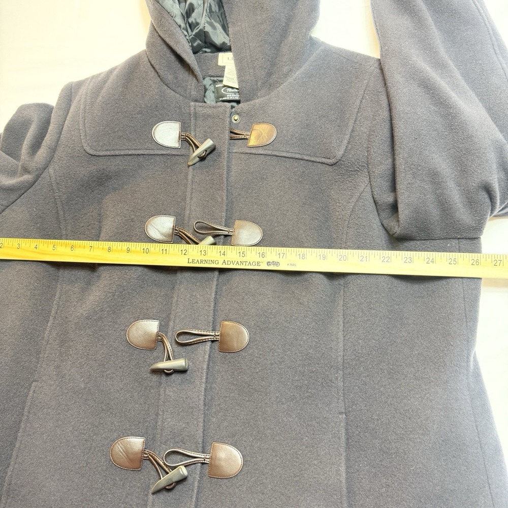 LL Bean Womens Wool Duffel Coat 2X Hooded Toggle Italian Bellandi Purple 284400 - Picture 10 of 13